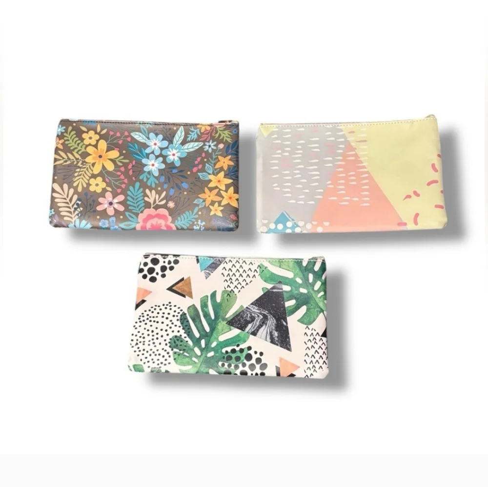 Double Zipper Cosmetic Case Set Of Three NEW